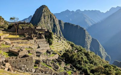 Walking along the site of Machu Picchu