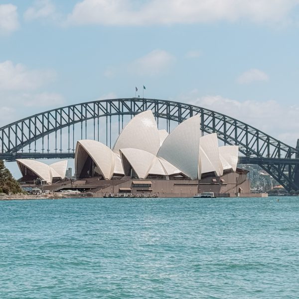 Australia – Sydney-085 The view of the opera house and harbor bridge while on the walk between Sydney Harbor and Mrs. Macquarie's Chair