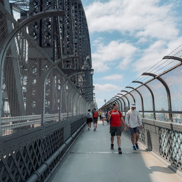 Australia – Sydney-098 People walking on the sidewalk of a metal bridge - top things to do in Sydney
