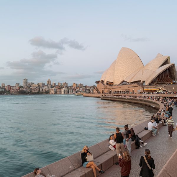 Australia – Sydney-113 The Sydney Opera House and the quay leading up to it. There are a few restaurants and bars on the quay that have great views of the ferry boats and city skyline