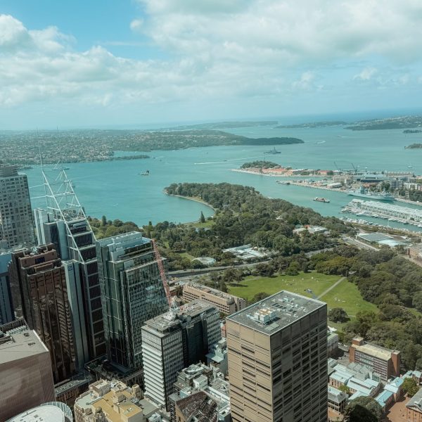 Australia – Sydney-117 View from a tower looking into the harbor of a city - top things to do in Sydney