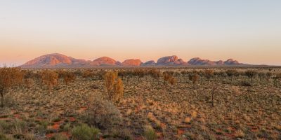 The rock formation of Kata Tjuta within Australia's outback at sunrise