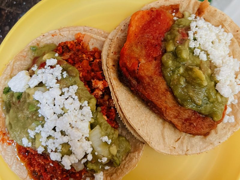 Two of the best tacos in Mexico City on a plate