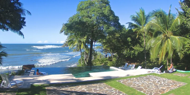 Oceanfront infinity pool overlooking the La Punta surf break at Hotel Santa Catalina in Santa Catalina, Panama